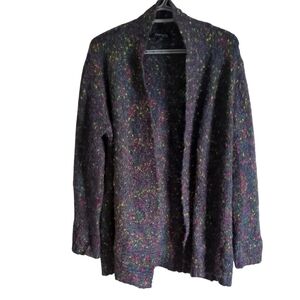 Chadwicksof Boston‎ Charcoal Knit with Rainbow Flecks Open Cardigan Wool Blend M